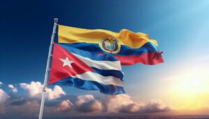 Banderas de Colombia y Cuba