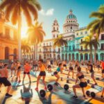 Grupo de personas practicando CrossFit en una plaza de La Habana