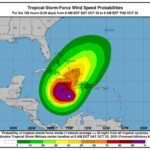 Mapa con la proyección de vientos del huracán 'Melissa' (Imagen: NHC)