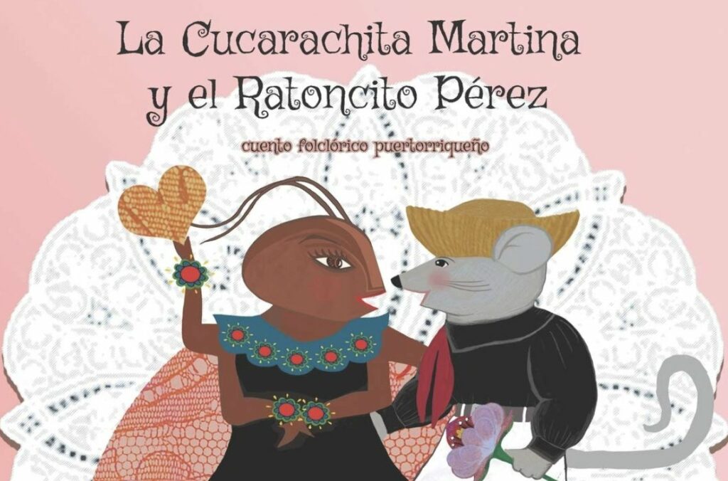 Ilustración de Cucarachita Martina y Ratoncito Pérez en un cuento popular