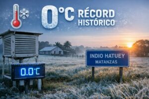 Termómetro marcando 0 grados en Indio Hatuey, Cuba