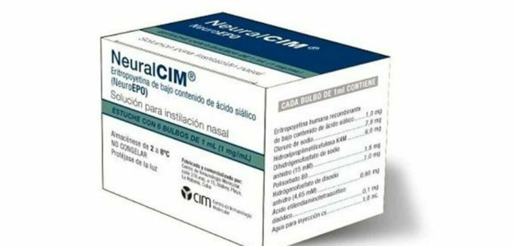 Caja de NeuralCIM, un tratamiento para el alzheimer en Cuba